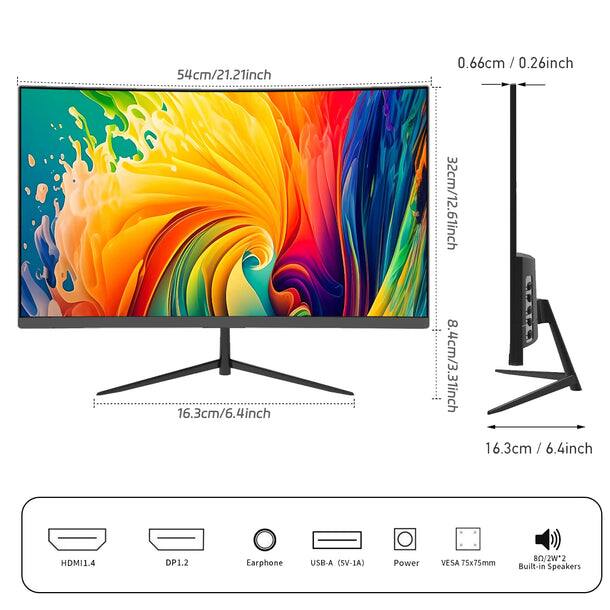 54cm / 21.21inch  
0.66cm / 0.26inch  
32cm / 12.61inch  
8.4cm / 3.31inch  
16.3cm / 6.4inch  

HDMI 1.4  
DP 1.2  
Earphone  
USB-A (SV-1A)  
Power  
VESA 75x75mm  
Built-in Speakers  

MZ/U8