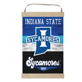 Jardine - Indiana State Sycamores Reversible Retro Logo Banner Sign - Blue