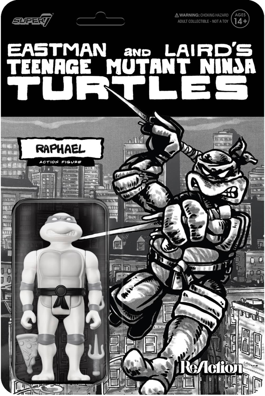 Super7 - Teenage Mutant Ninja Turtles - Reaction Wv9 - Raphael (Comic Greyscale) - COLLECTABLES - Multicolor