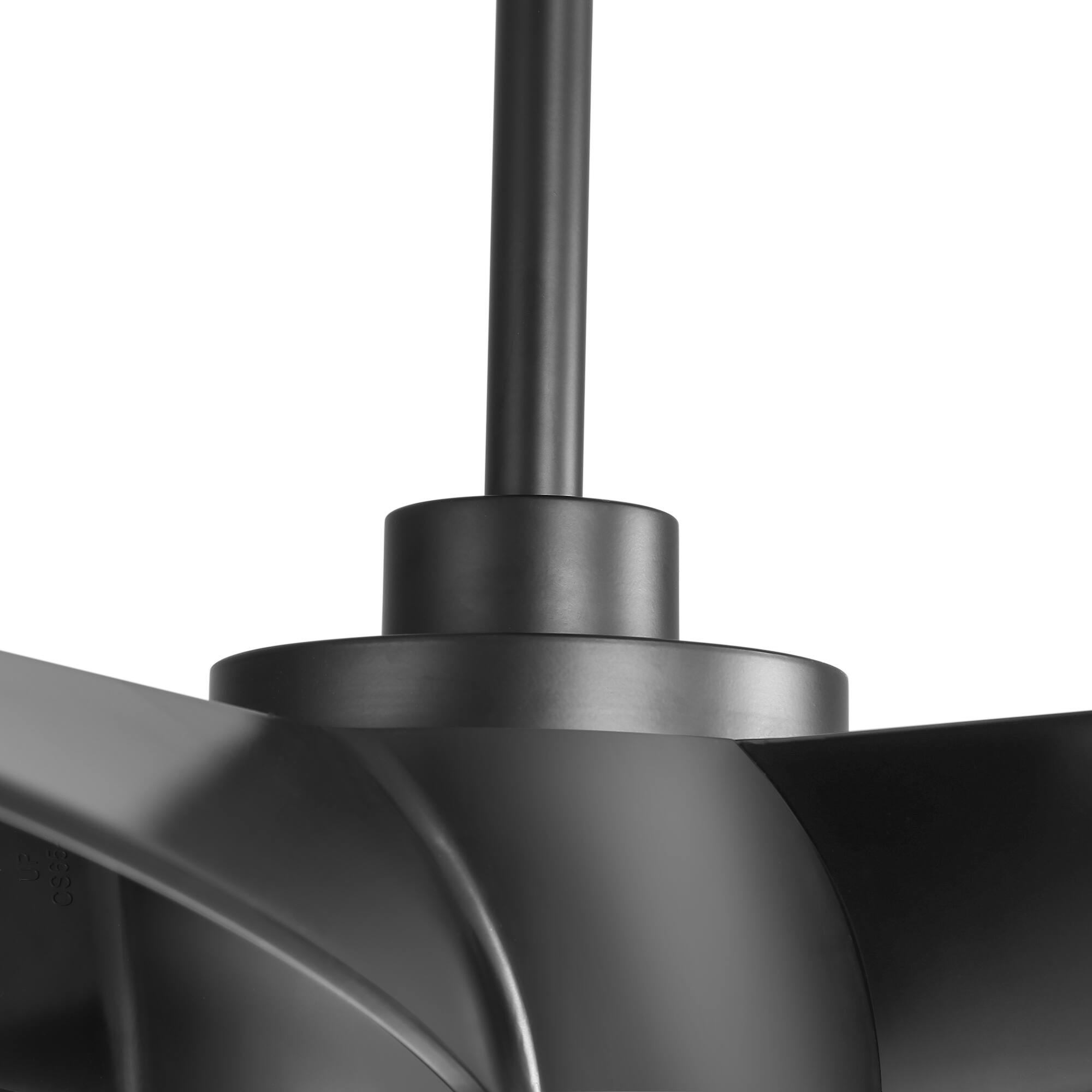 Alt View 8. Breezary - 65" Large Indoor Ceiling Fan with Remote Control, 6 ABS Blades, 6-Speed DC Motor, 7"/12" Downrods, Light/No Light Option - Matte Black (Without Light).