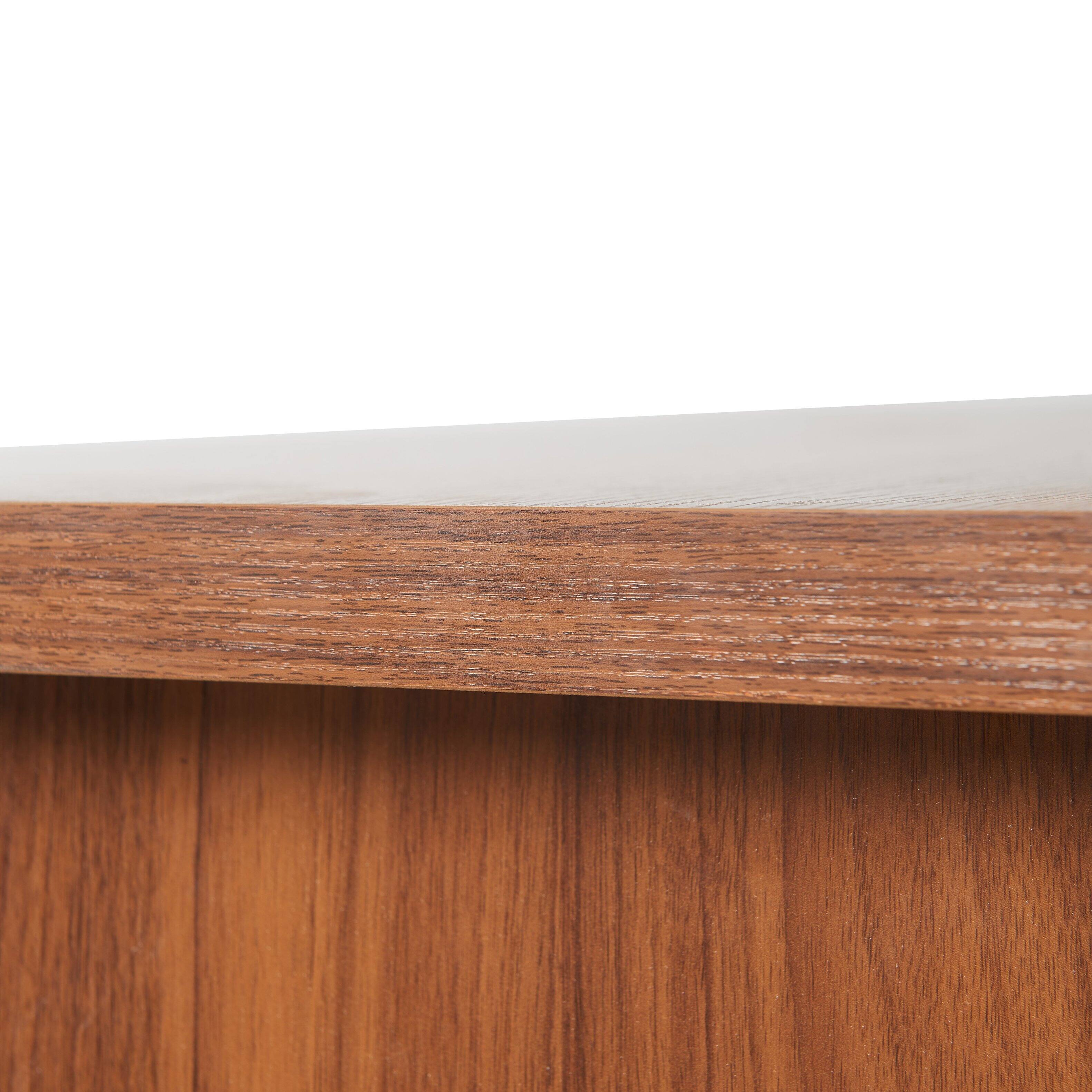 Alt View 7. GOODSILO - 55.1"" L-Shaped Executive Desk with Height Adjustment, Storage Drawers & Cabinet - Walnut.