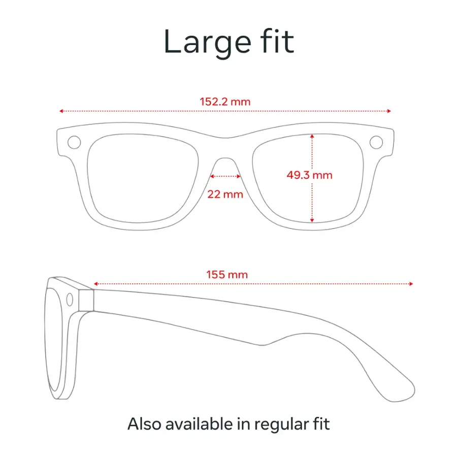Large fit: 152.2 mm (49.3 mm) 22 mm 155 mm. Also available in regular fit.