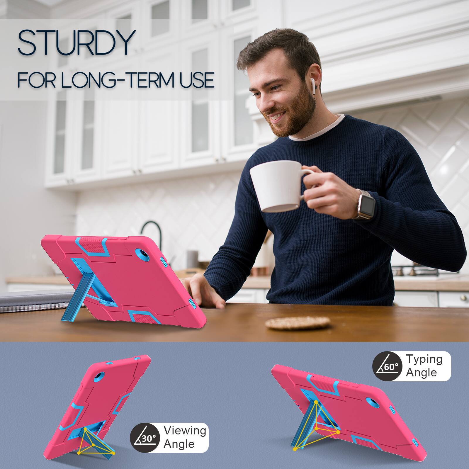 STURDY FOR LONG-TERM USE

30° Viewing Angle

60° Typing Angle