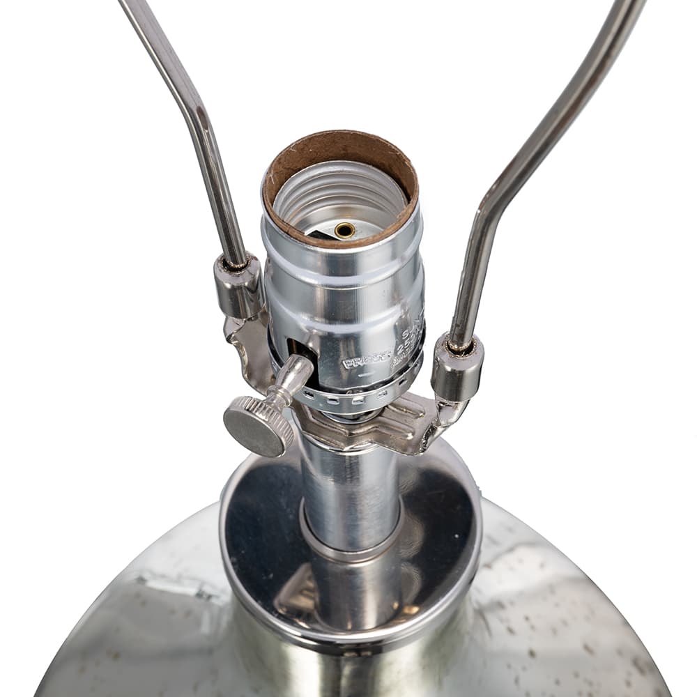 Alt View 1. Luckbyte - 18x32.2 Inch Silver Round Table Lamp With White Fabric Shade Assembly Required.