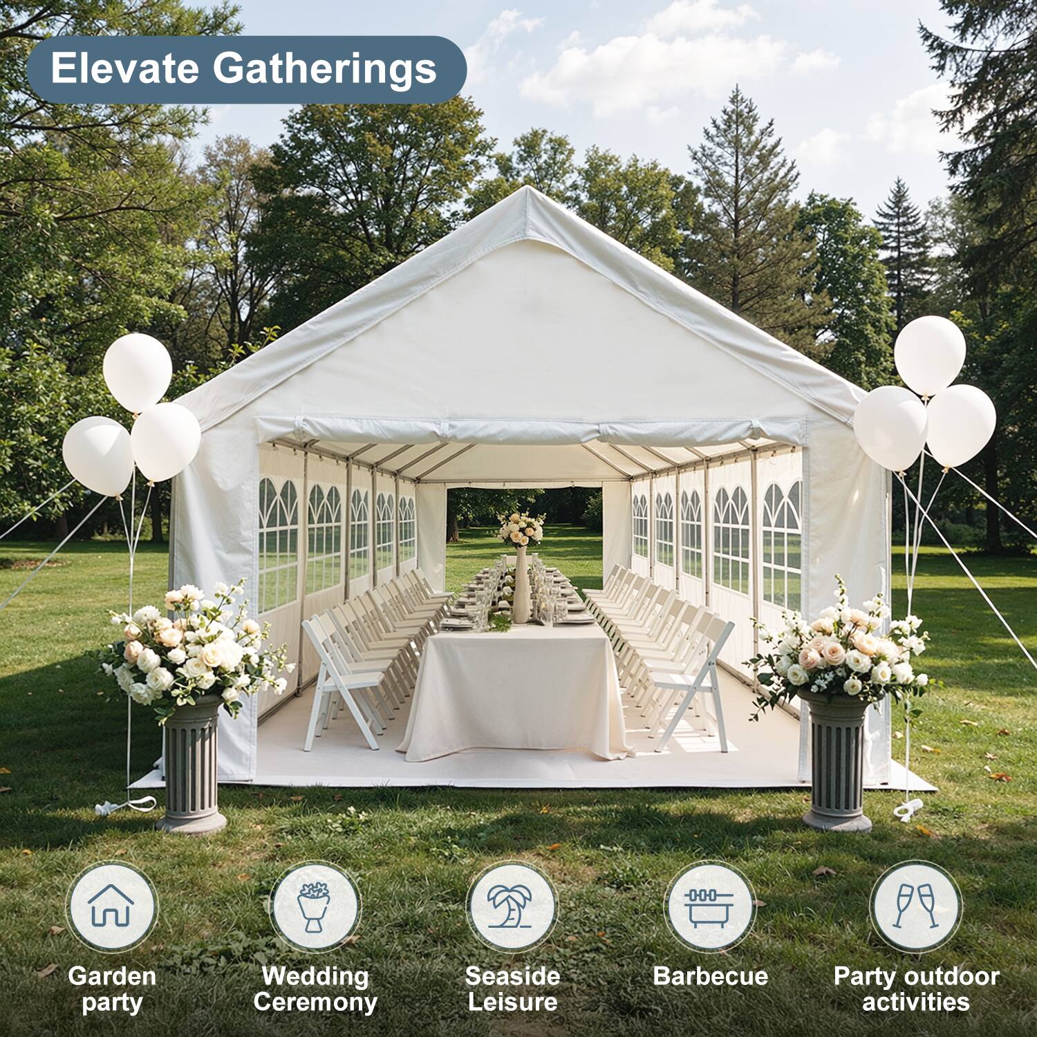 Elevate Gatherings

- Garden party
- Wedding Ceremony
- Seaside Leisure
- Barbecue
- Party outdoor activities