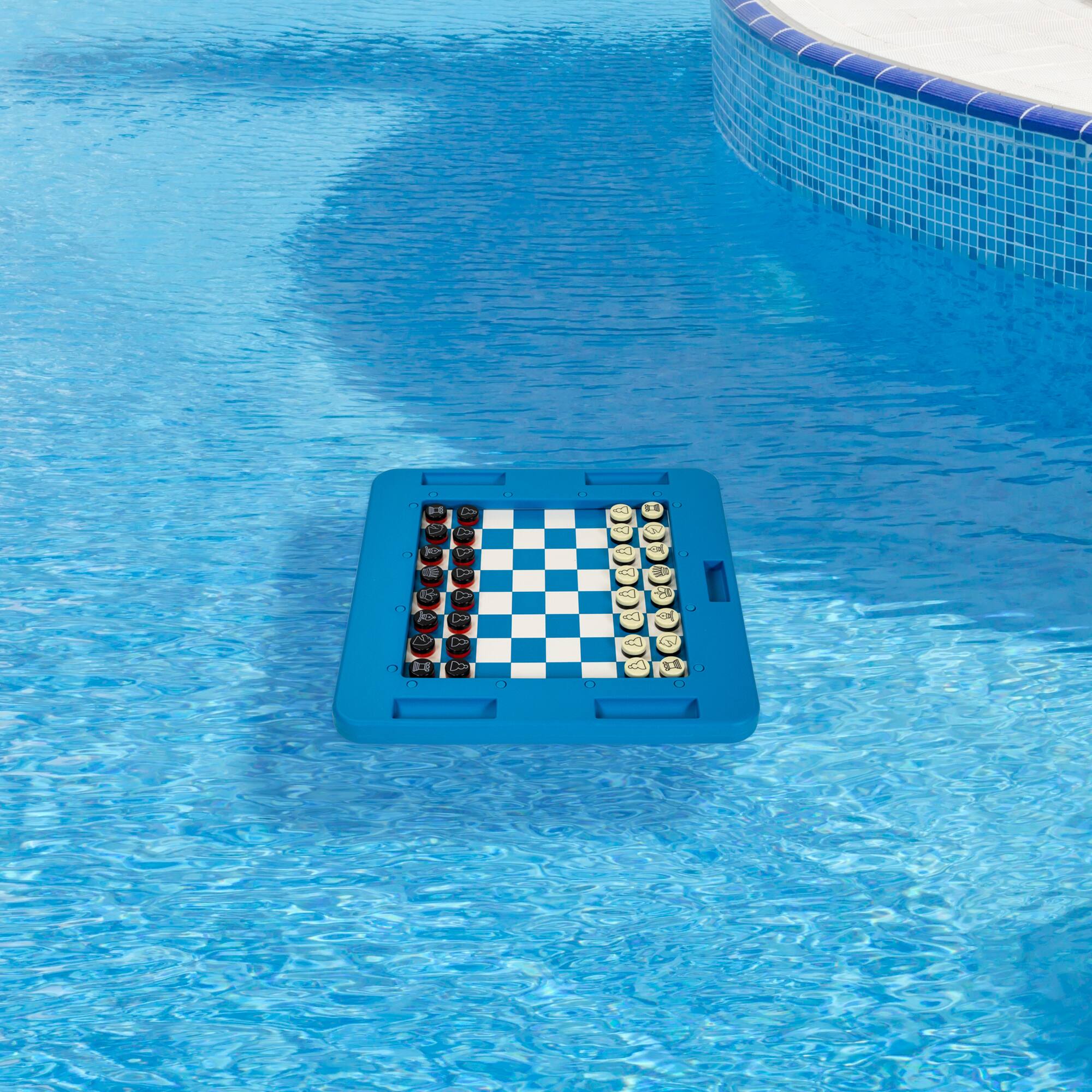 Alt View 1. Swim Central - Floating Checkers and Backgammon Magnetic Swimming Pool Board Game Combo - 20" - Blue.