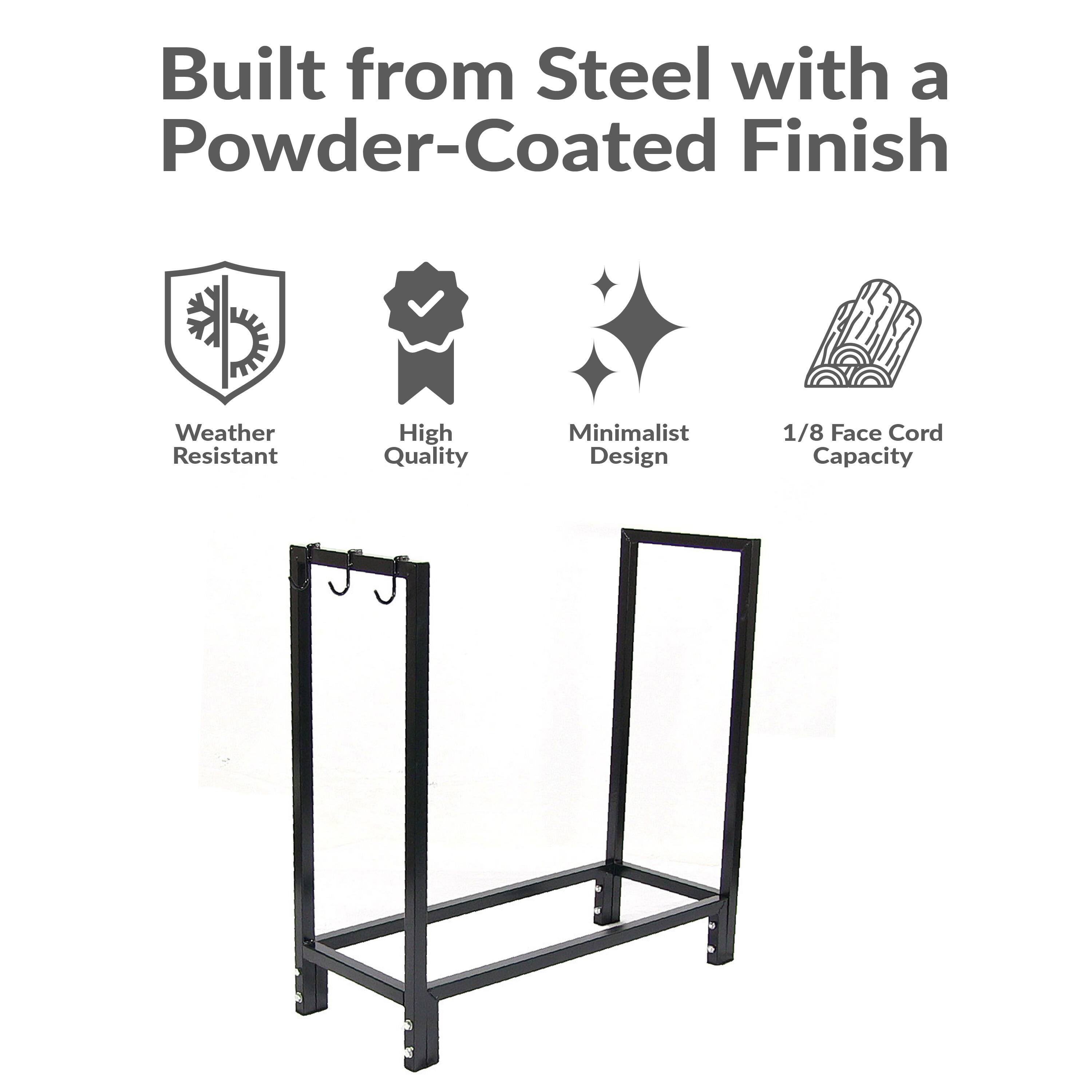 Built from Steel with a Powder-Coated Finish

- Weather Resistant
- High Quality
- Minimalist Design
- 1/8 Face Cord Capacity