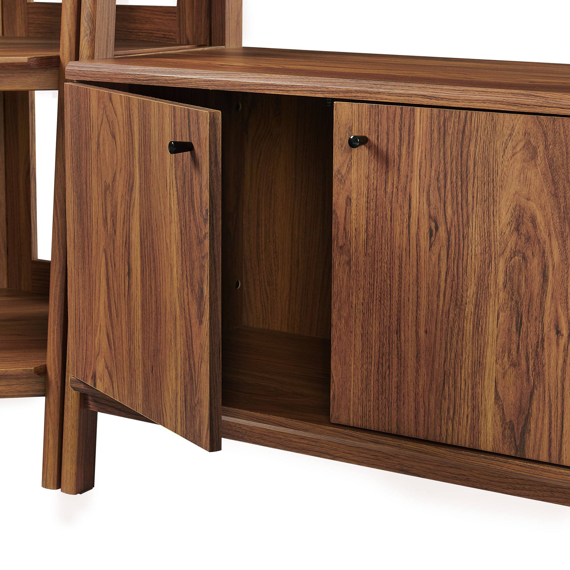 Alt View 5. Modway - Bixby 3-Piece Corner Bookshelf Set with Wide Bookshelves by Modway - Walnut.