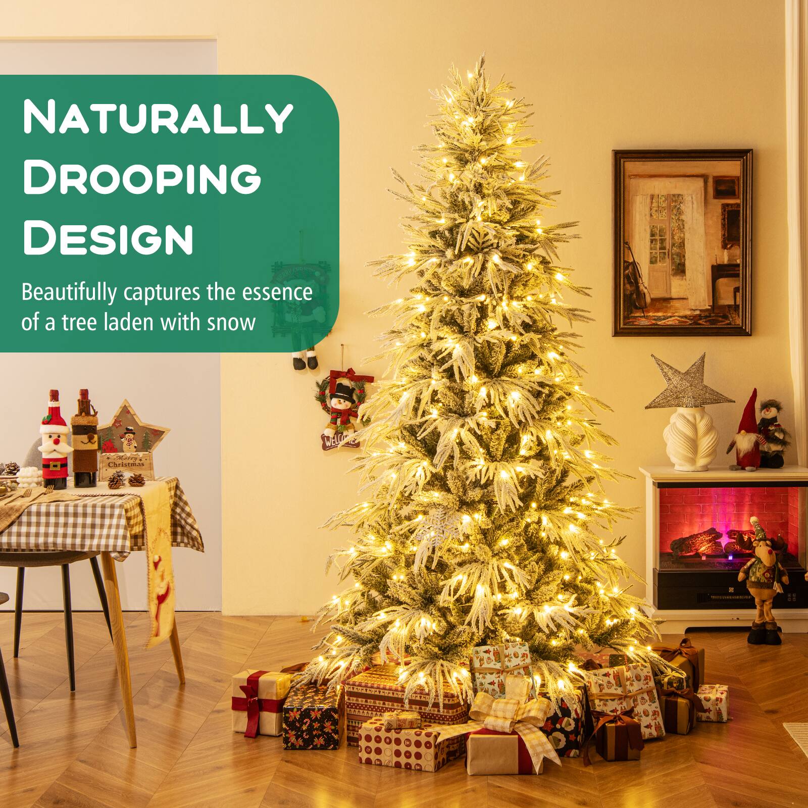 NATURALLY DROOPING DESIGN  
Beautifully captures the essence of a tree laden with snow