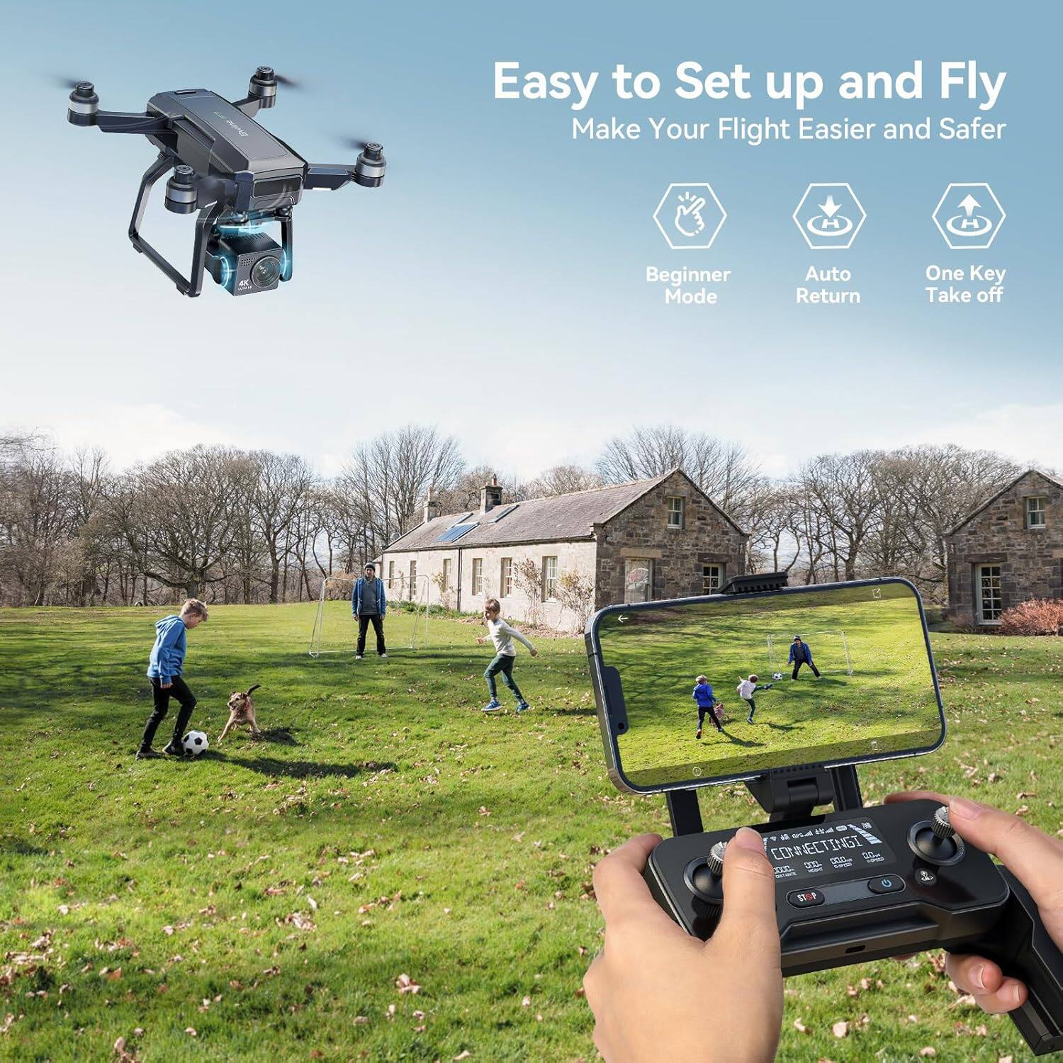 Easy to Set up and Fly  
Make Your Flight Easier and Safer  

- Beginner Mode  
- Auto Return  
- One Key Take off  

ARANAS  
CONNECTING
