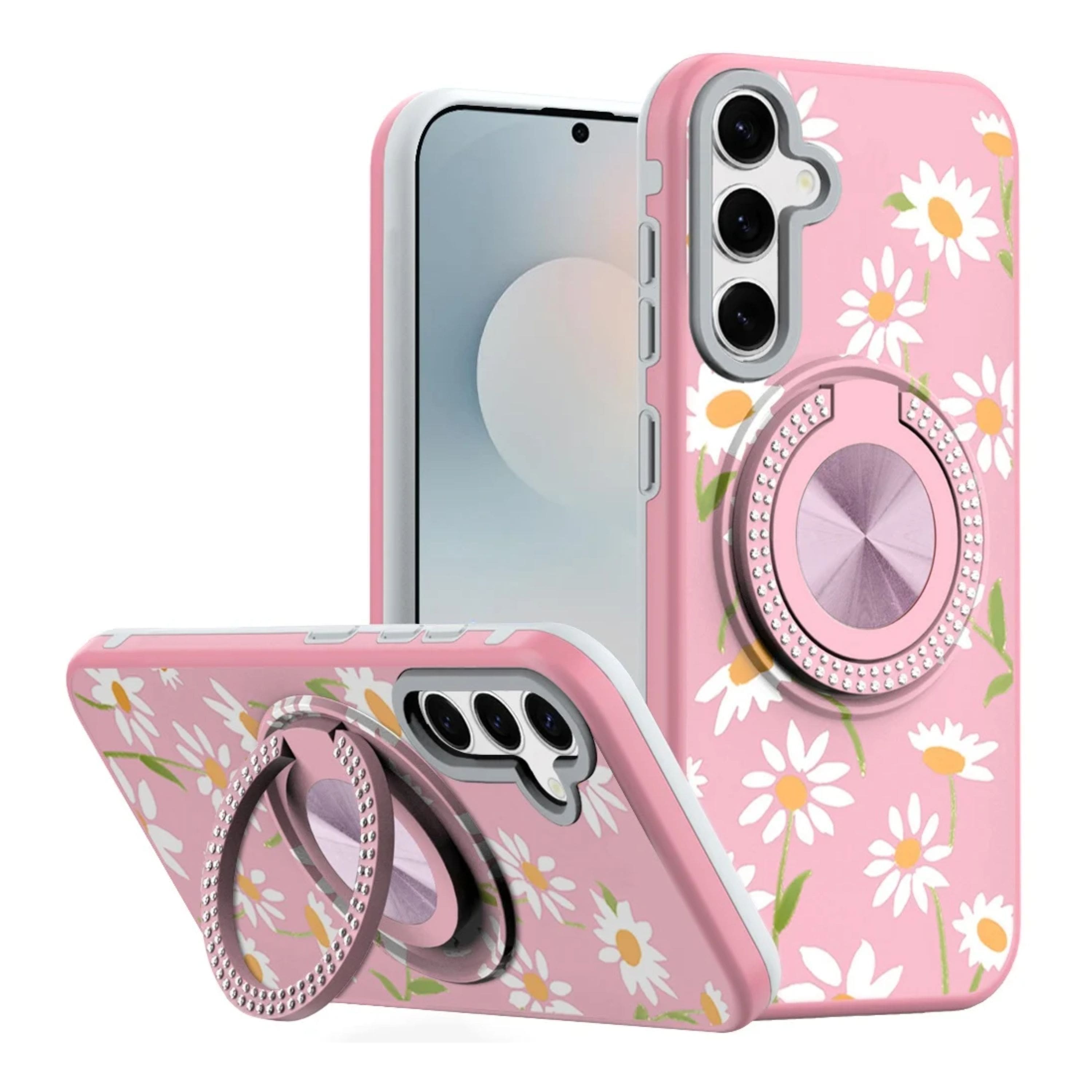 Kitcheniva - Printed Design Case With 360 Stand Tempered Glass For Samsung Galaxy S26+ Plus Floral A - Multicolor