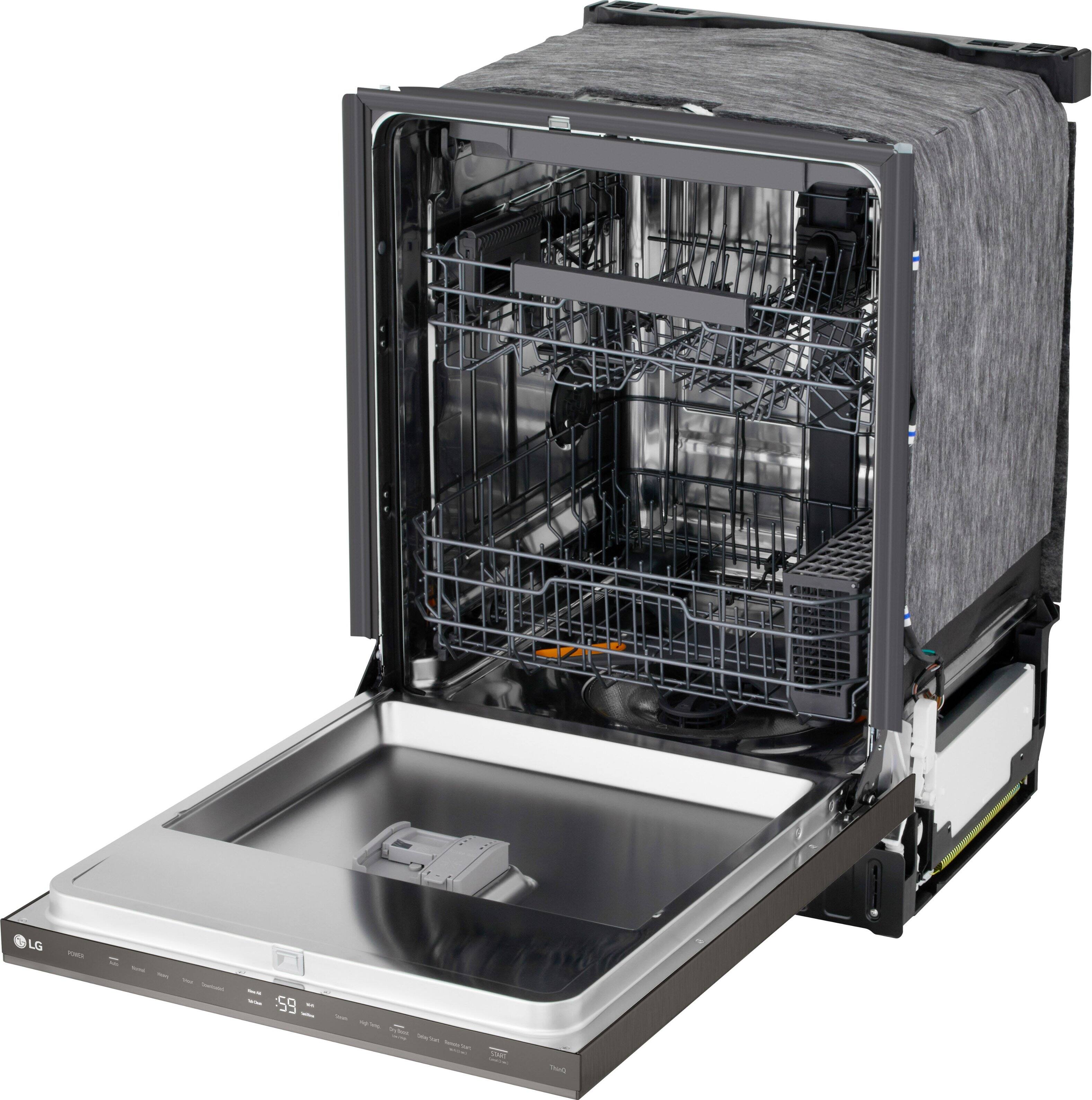 Alt View 13. LG - FlushFit 24" Top Control Smart Built-In Stainless Steel Tub Dishwasher with 3rd Rack, 1-Hour Wash & Dry Cycle and 46dBA - Black Stainless Steel.