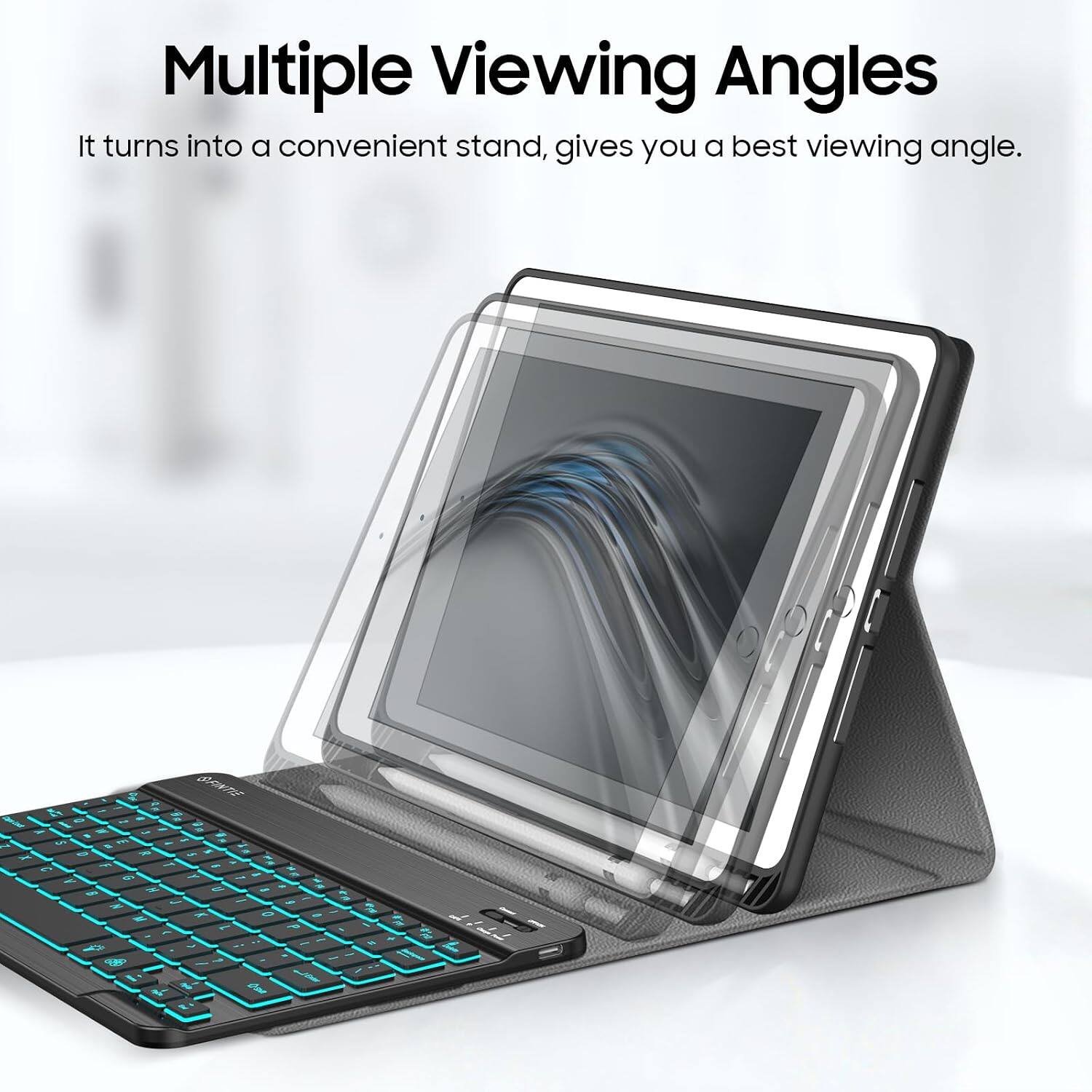 Multiple Viewing Angles  
It turns into a convenient stand, gives you a best viewing angle.