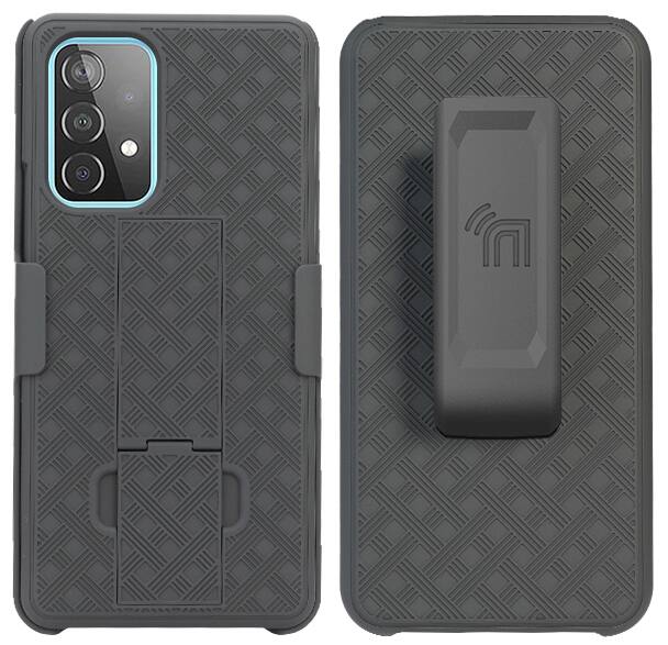 Alt View 2. Nakedcellphone - Case with Stand and Belt Clip Holster for Samsung Galaxy A53 - Black.