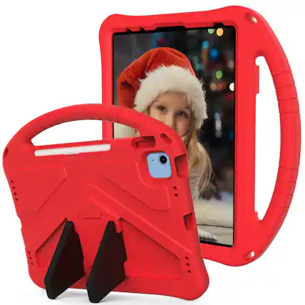 Front. UUCOVER - Kids Case for iPad A16 11" 2025 / iPad 10th Gen 10.9" 2022,Shockproof EVA Case Handle Kickstand Back Cover - Red.