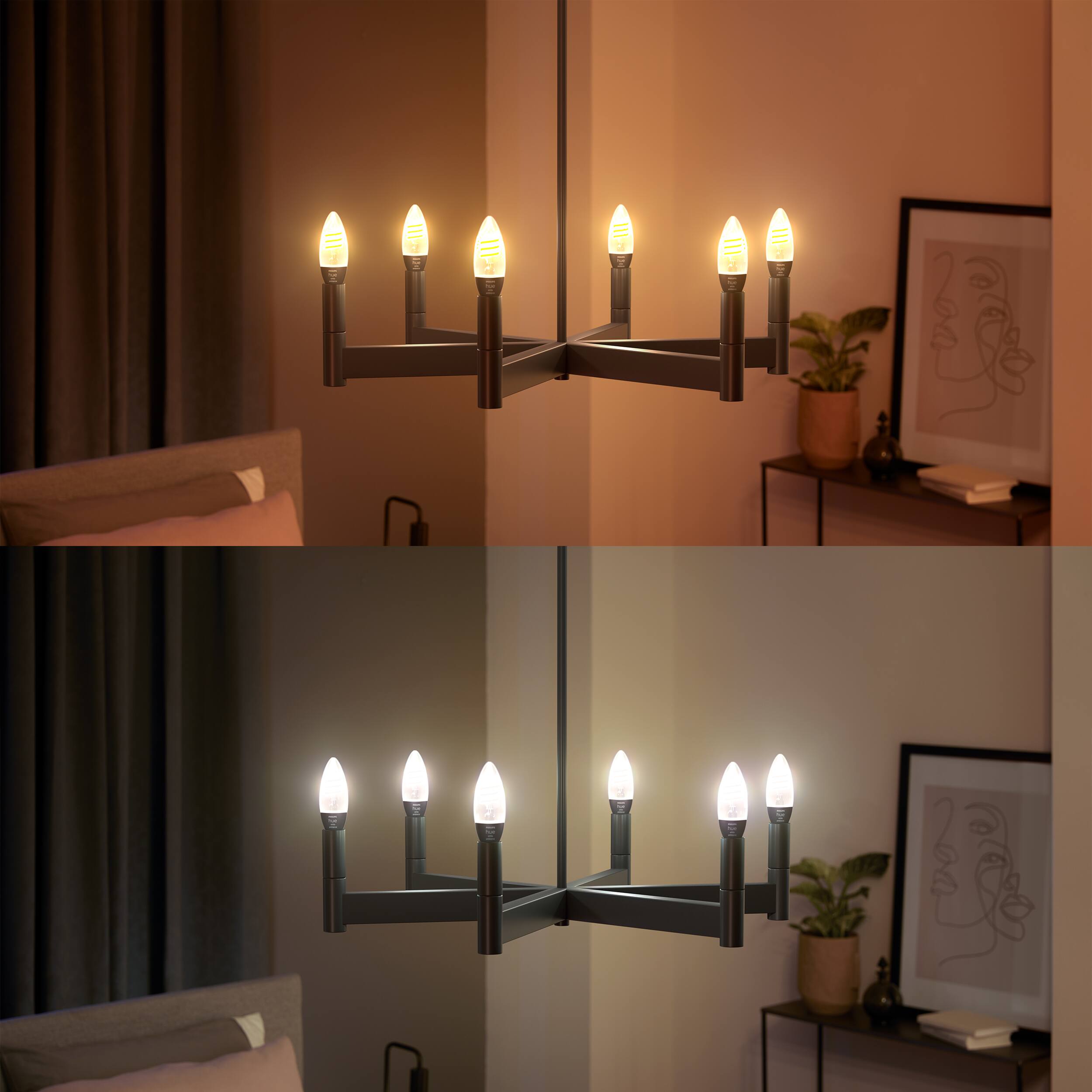 Alt View 11. Philips - Hue White Ambiance Filament E12 Smart LED Candelabra Bulb - White.