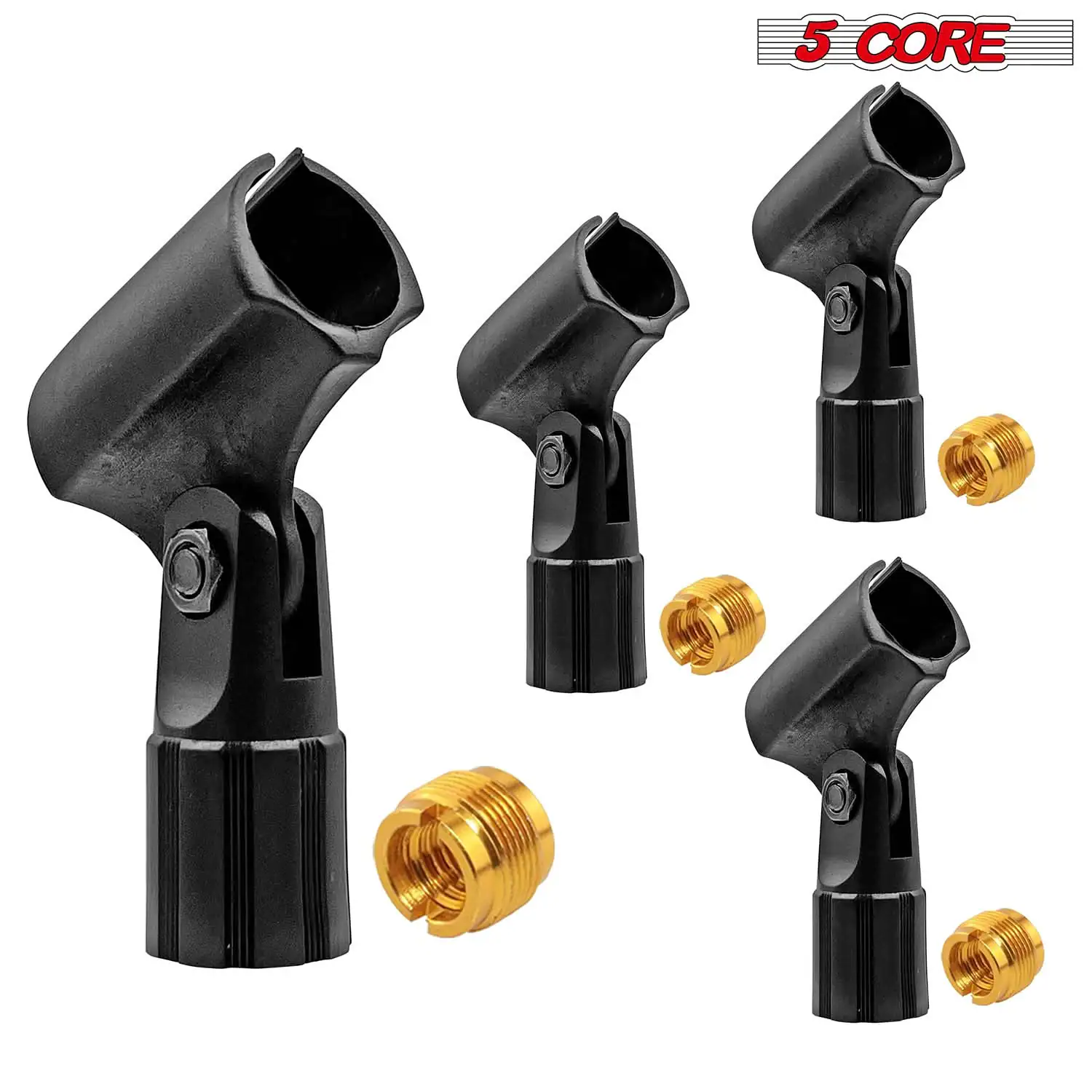 5 CORE - Microphone Clip Holder 4 Pieces with Screw Adapters 5/8 to 3/8 Inch-MC 08 4PCS