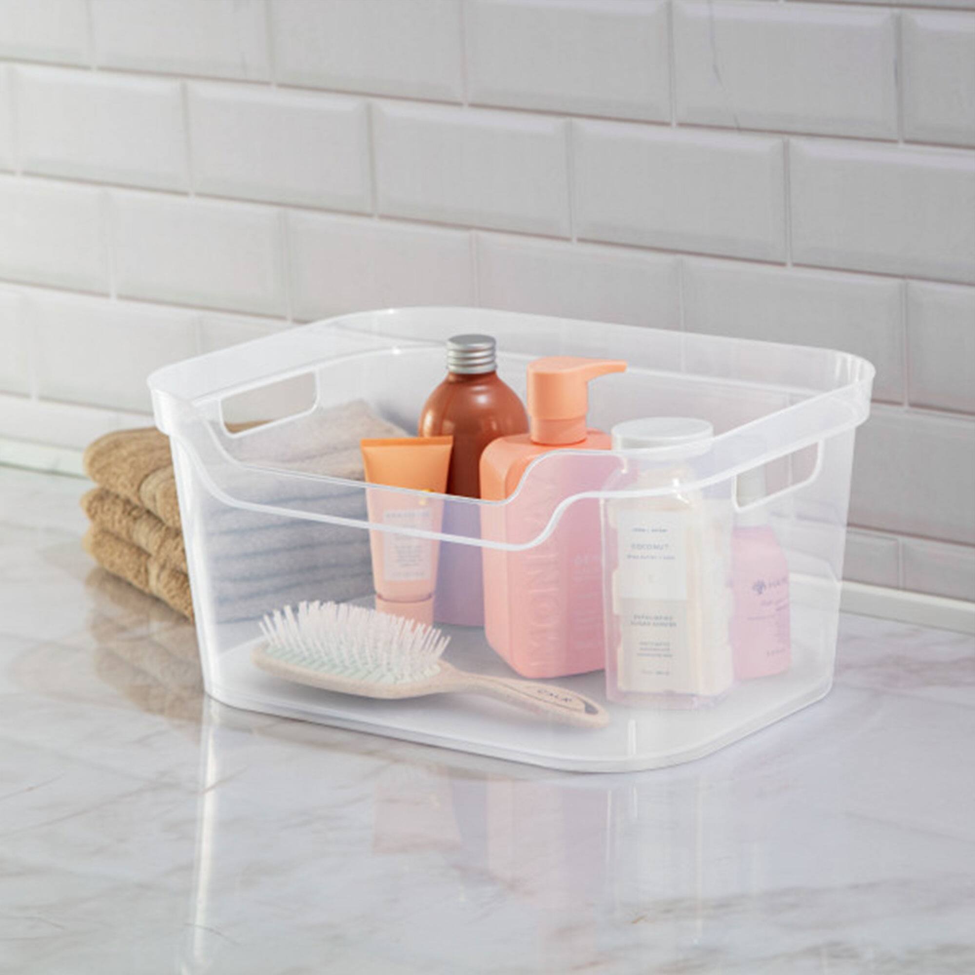 Alt View 3. Sterilite - Sterilite 7 x 11 x 14.25 Inch Open Storage Bin w/ Carry Handles, Clear (24 Pack) - Clear.