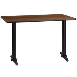 Emma + Oliver - 30"x48" Rectangular Laminate Table with 5"x22" Table Height Bases - Walnut