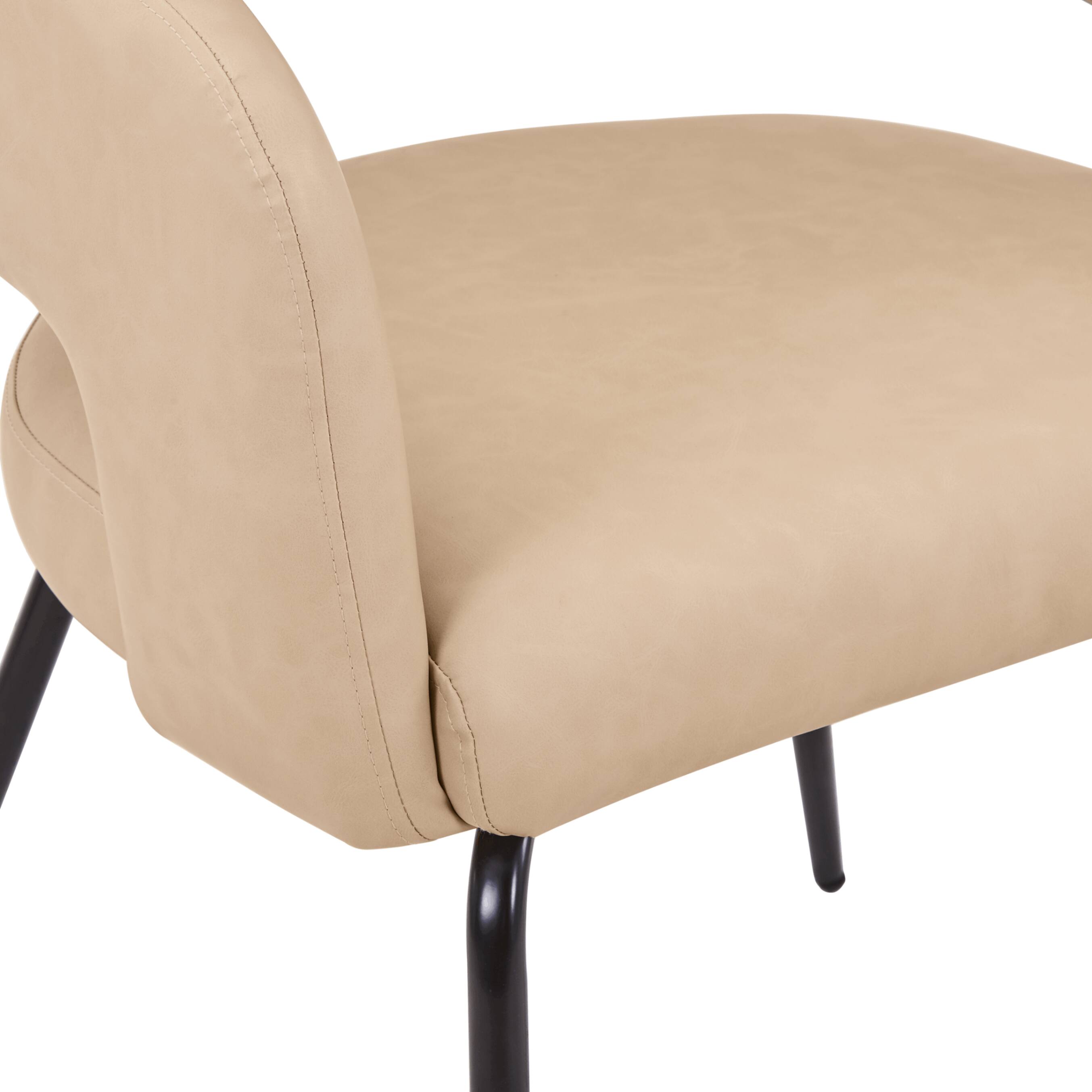 Alt View 5. LeisureMod - Gavin 2-PCS Contemporary Dining Chair - Curved Open Back Upholstered Accent Chair for Kitchen & Office - Light Taupe Fabric.