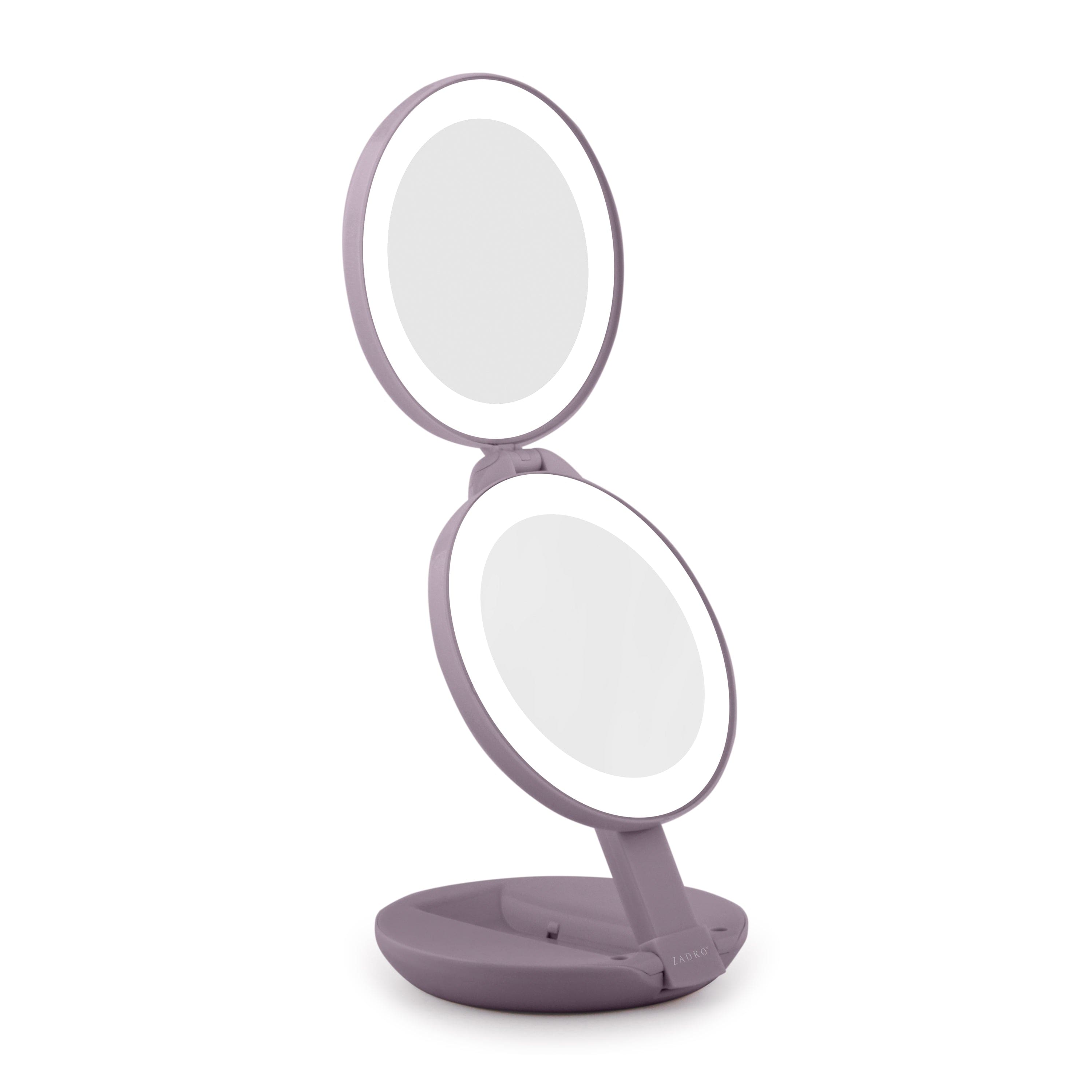 Zadro - Compact Lighted Travel Mirror with 10X/1X Magnifications and LED Illumination - Cinnamon