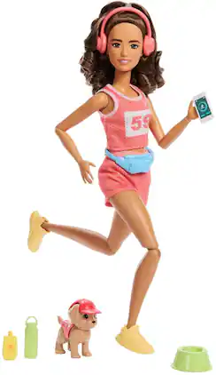 Mattel - Barbie Style Made to Move Wellness Runner Doll & Puppy - COLLECTIBLES - Multicolor