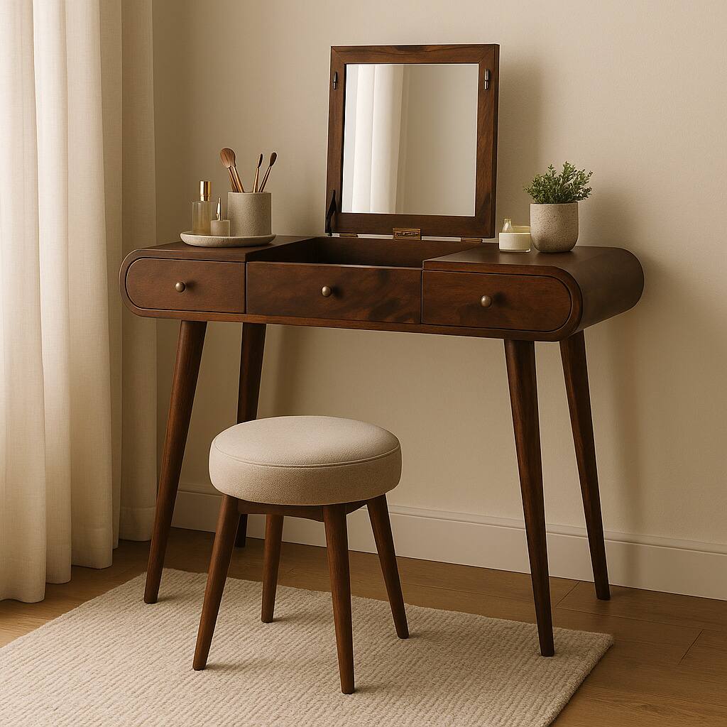 Angle. Artisan Furniture - Artisan Furniture Solid Wood Chestnut Mirror Dressing Table - Brown.