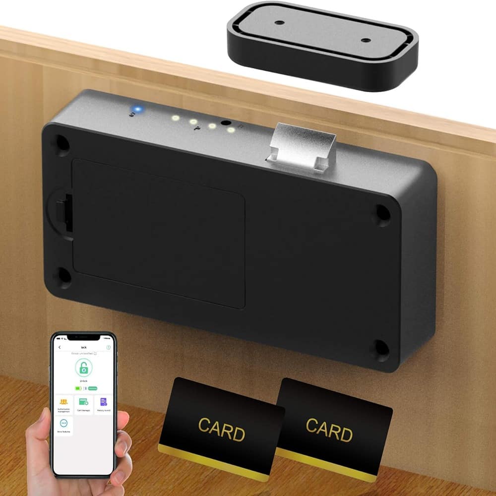RTMB - Keyless RFID Bluetooth Cabinet Locks for Adults File Kitchen Cupboard Closet - Black