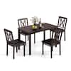 Front. Costway - Costway 5 Piece Dining Table Set for 4 Rectangular Kitchen Table & 4 Chairs Dinette Set - Rustic Brown,Black.