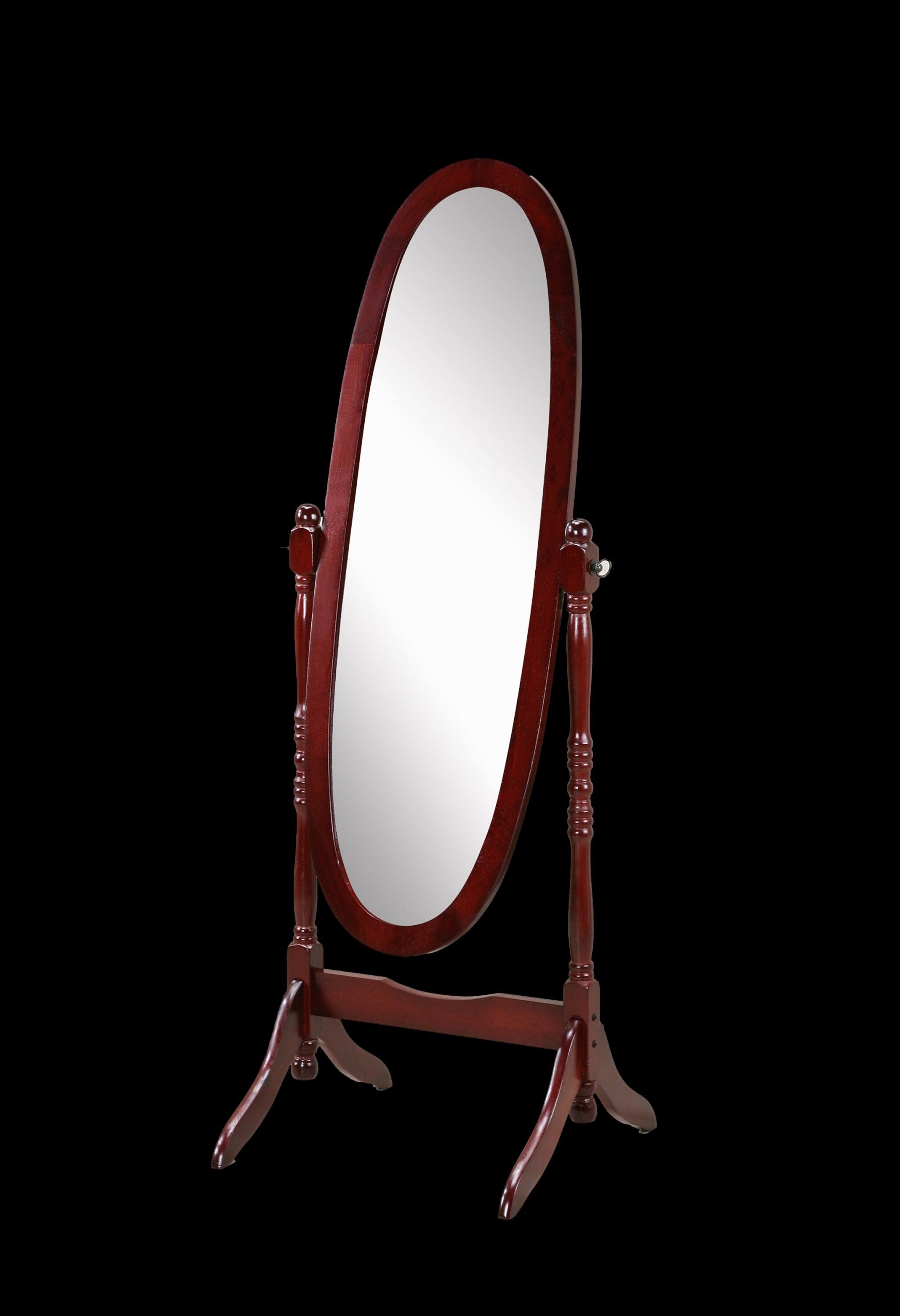 Back. BreeBe - Traditional Queen Anna Style Wood Floor Cheval Mirror, Cherry Finish - Cherry.