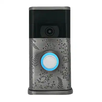 Front. Michael Healy - Wildflower Video Doorbell Cover (Ring 2nd Gen) - Antique Pewter.