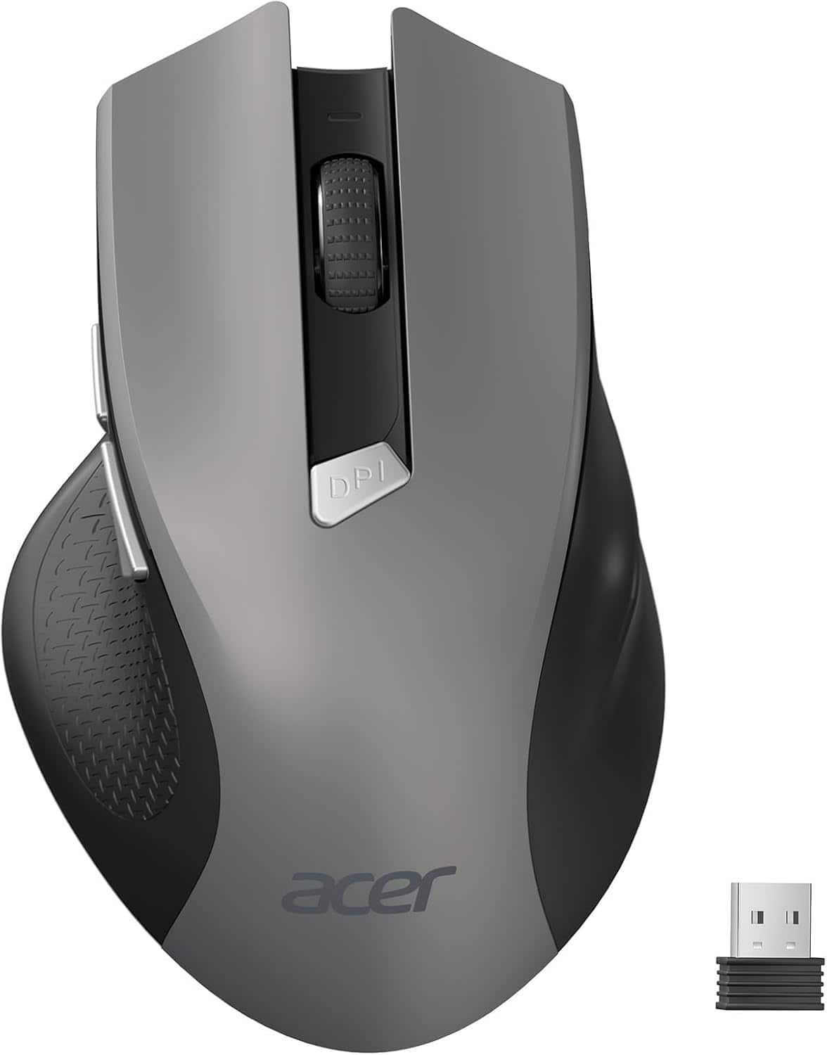 Acer - Wireless Mouse for Laptop, 2.4GHz Computer Mouse 3 Adjustable DPI Office Cordless USB Mice with USBA Receiver - Wireless - Gray