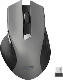 Acer - Wireless Mouse for Laptop, 2.4GHz Computer Mouse 3 Adjustable DPI Office Cordless USB Mice with USBA Receiver - Wireless - Gray