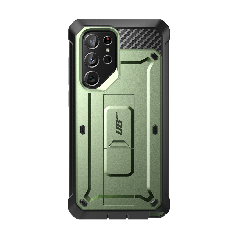 Front. SUPCASE - Unicorn Beetle Pro Rugged Holster Case for Samsung Galaxy S22 Ultra – Full-Body Protection with Kickstand & Belt Clip - Green.