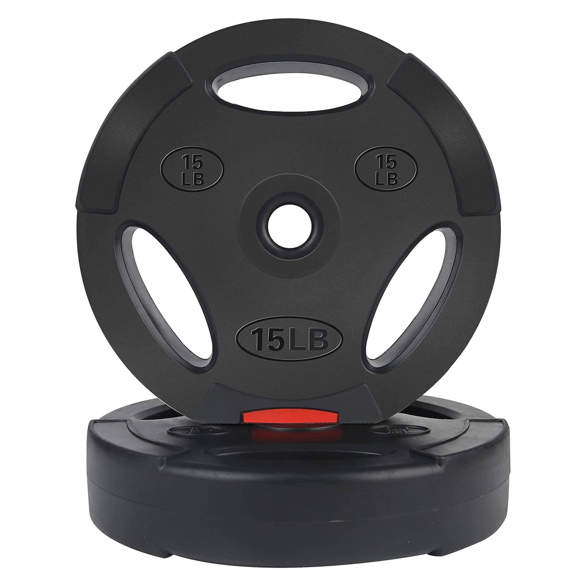 Alt View 10. Signature Fitness - Signature Fitness Standard 15 Pound Coded Olympic Weight Plate, Black (Set of 2) - Black.