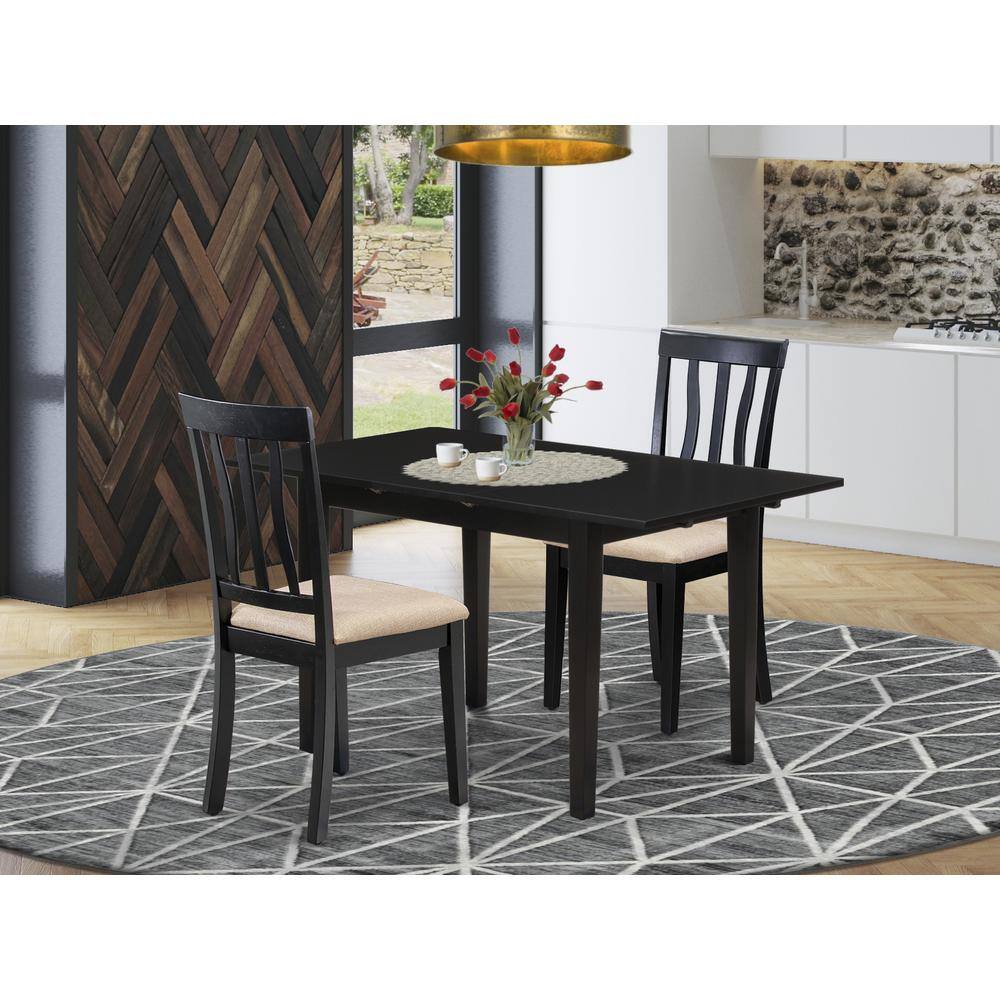 Back. East West Furniture - Dining Table- Dining Chairs - Brown.