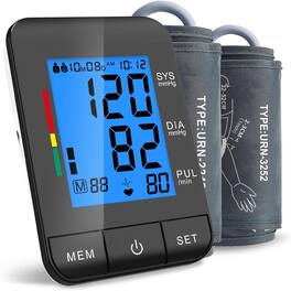 RTMB - Digital Blood Pressure Monitor with Dual XL/M Cuffs (9–21"), Backlit Display - Black