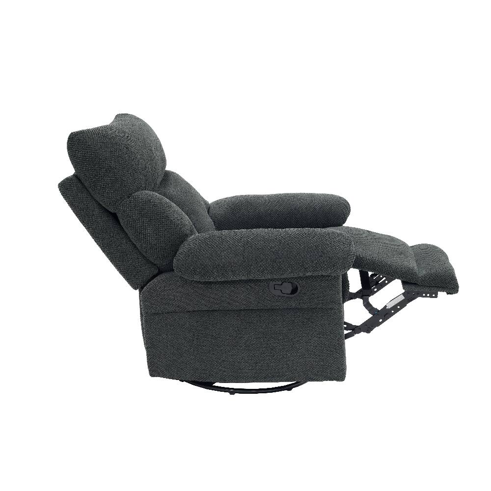 Alt View 10. Ropilly - Ropilly Dark Gray Swivel Rocker Recliner, Manual Overstuffed Glider Armchair for Living Room - Dark Gray.