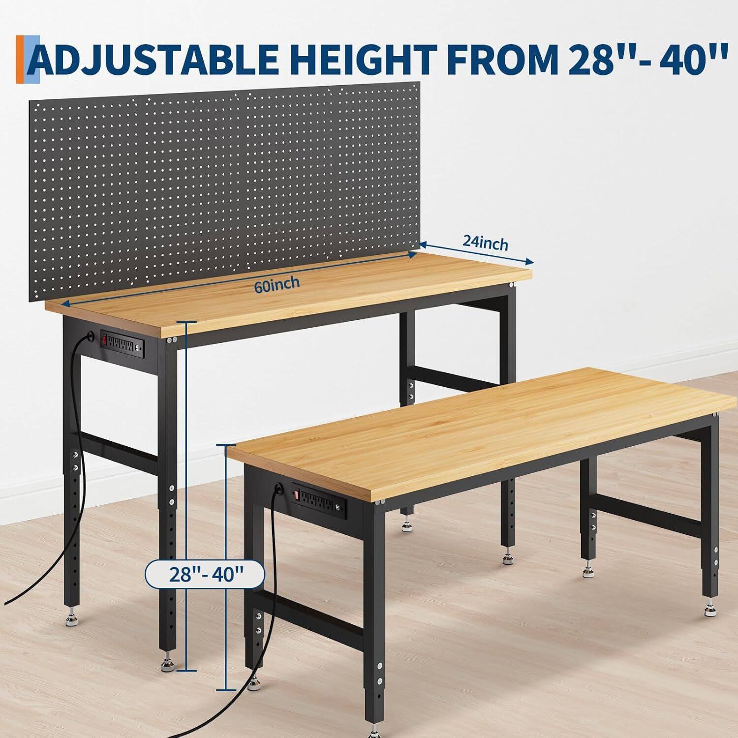 ADJUSTABLE HEIGHT FROM 28"-40"

60inch

24inch

28"-40"