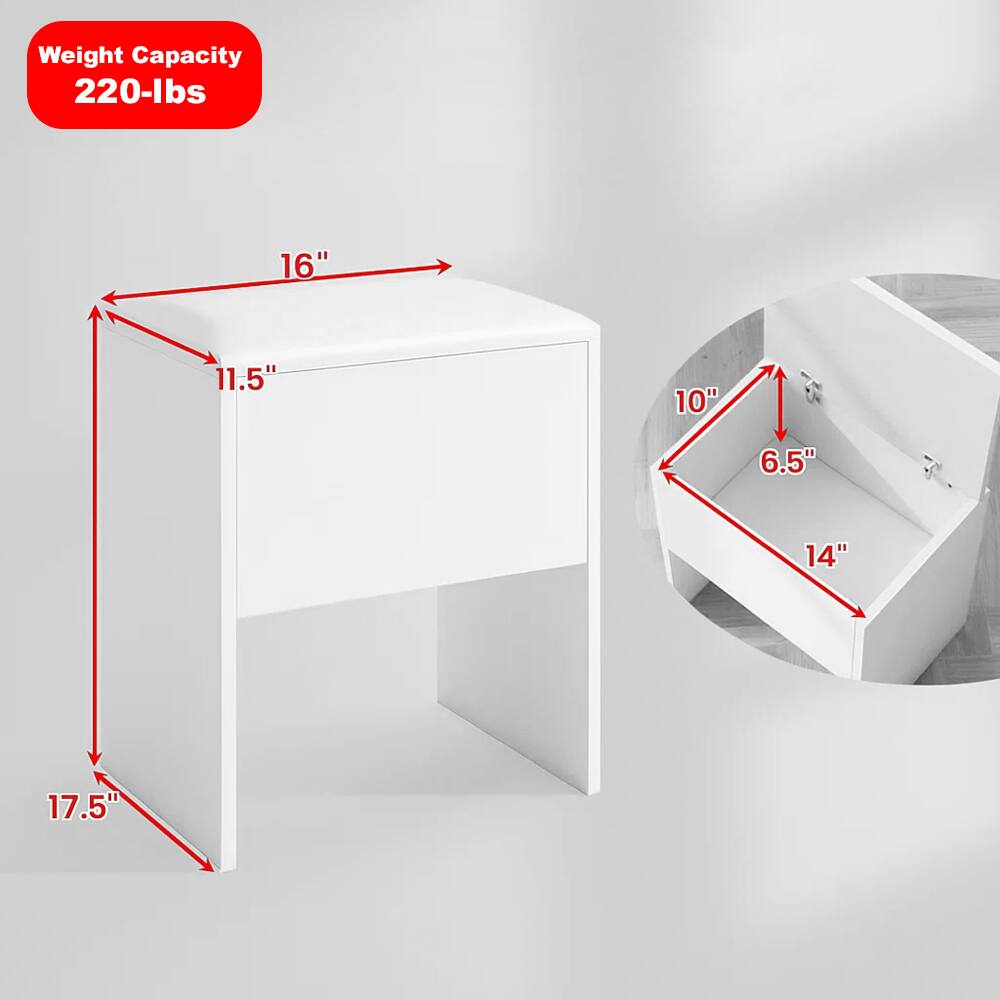 Weight Capacity: 220-lbs

Dimensions:
- Height: 17.5"
- Width: 16"
- Depth: 11.5"

Shelf Dimensions:
- Height: 10"
- Width: 14"
- Depth: 6.5"