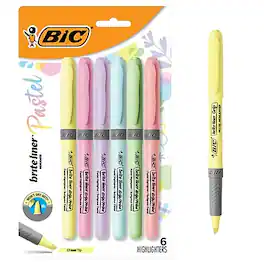 BIC America - BIC Brite Liner Stick Highlighter with Grip, Chisel Tip, 6/Pack - Assorted Colors