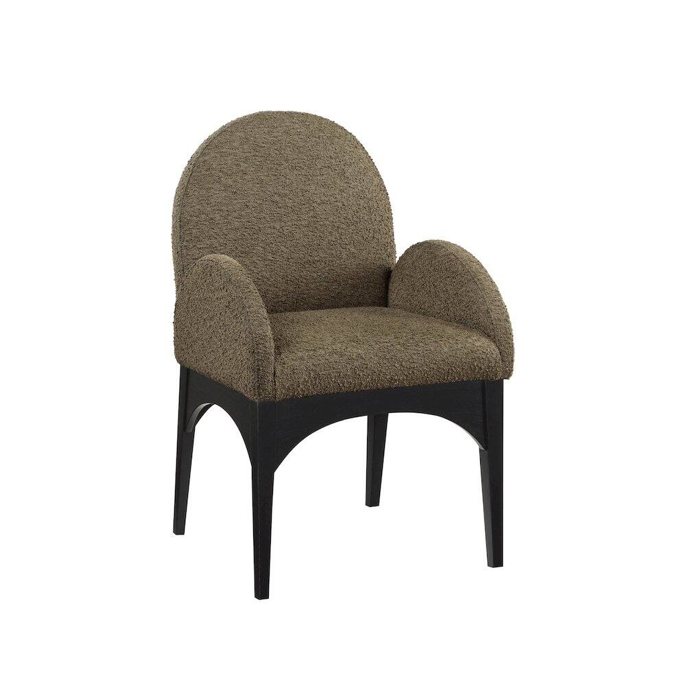 Front. Meridian Furniture - Waldorf Olive Boucle Fabric Dining Chair - Green.