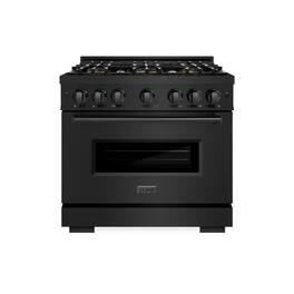 ZLINE - 36 in. 5.2 cu. ft. Classic Freestanding Gas Range with 6 DuoPro Burners and Convection Oven in Black Stainless Steel - Black Stainless Steel