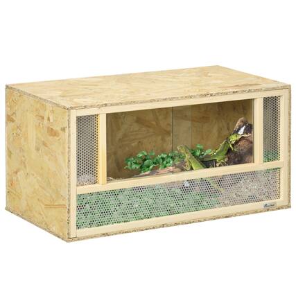 Front. Pawhut - 31.5" x 15.7" x 15.7" Reptile Terrarium Tank, 33.8 Gallon with Sliding Door, for Chameleon, Lizard, Snake, Frog, Turtle.