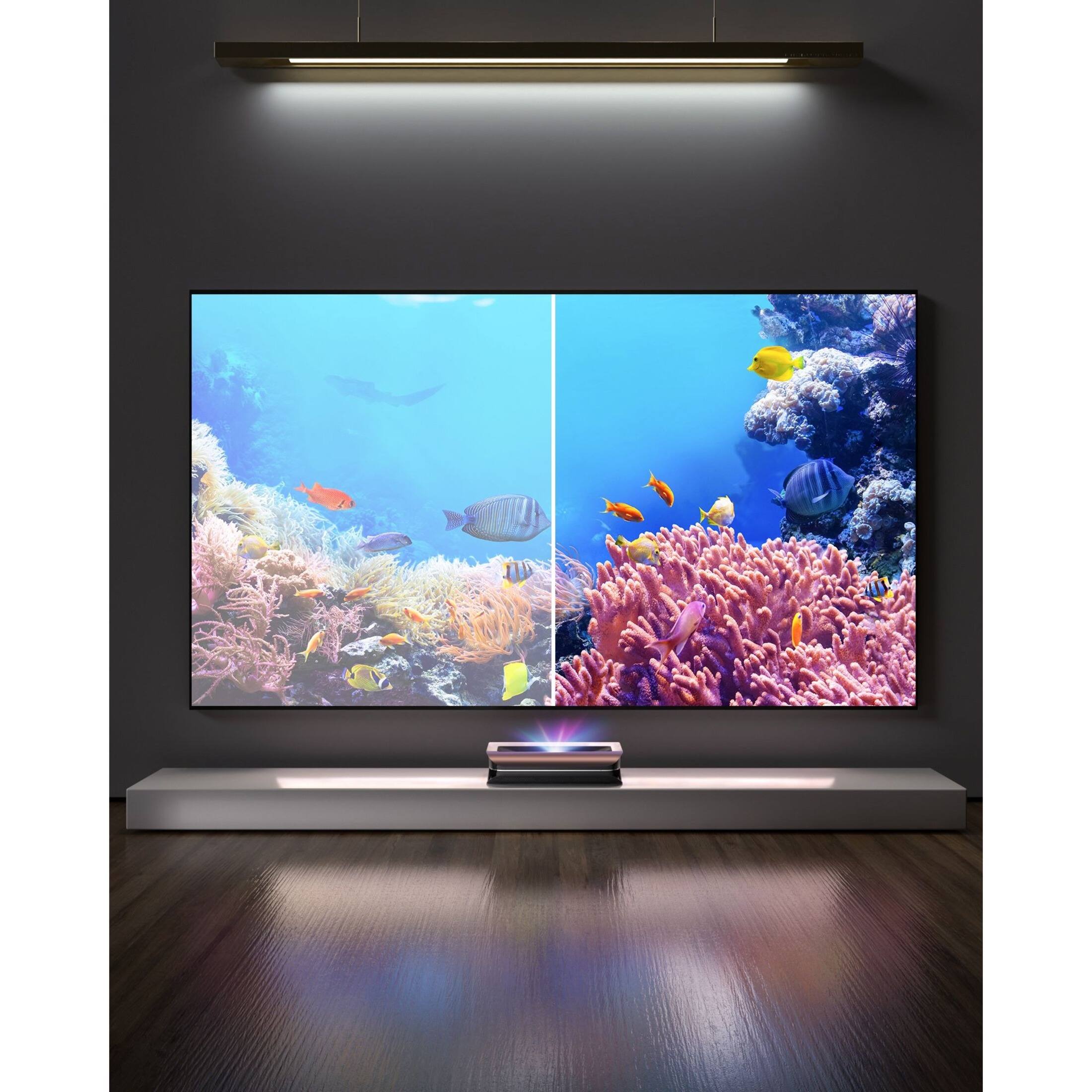 Alt View 16. AWOL Vision - ALR C-150 150" Ambient Light Rejection (ALR) Cinematic Fixed Frame Ultra Short Throw (UST) Projector Screen,4K/8K 3D - Gray.