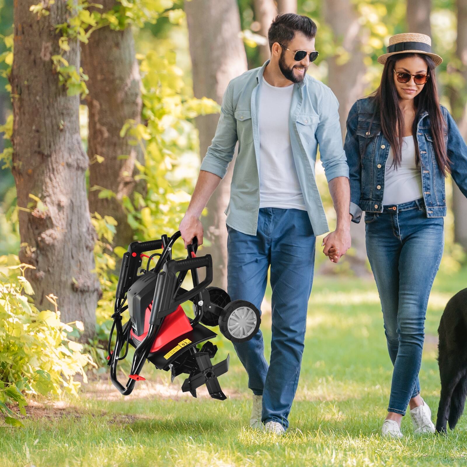 Alt View 10. SKONYON - 14 Inch 10 Amp Corded Electric Tiller and Cultivator with 9-Inch Tilling Depth - Red.