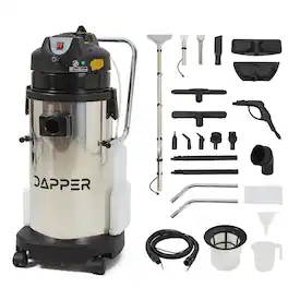 Dapper Supply - Commercial 5 in 1 Wet Dry Vacuum Steam Cleaner Carpet Upholstery Extractor 100 PSI 176F Steam 10.5 Gal Tank - Gray