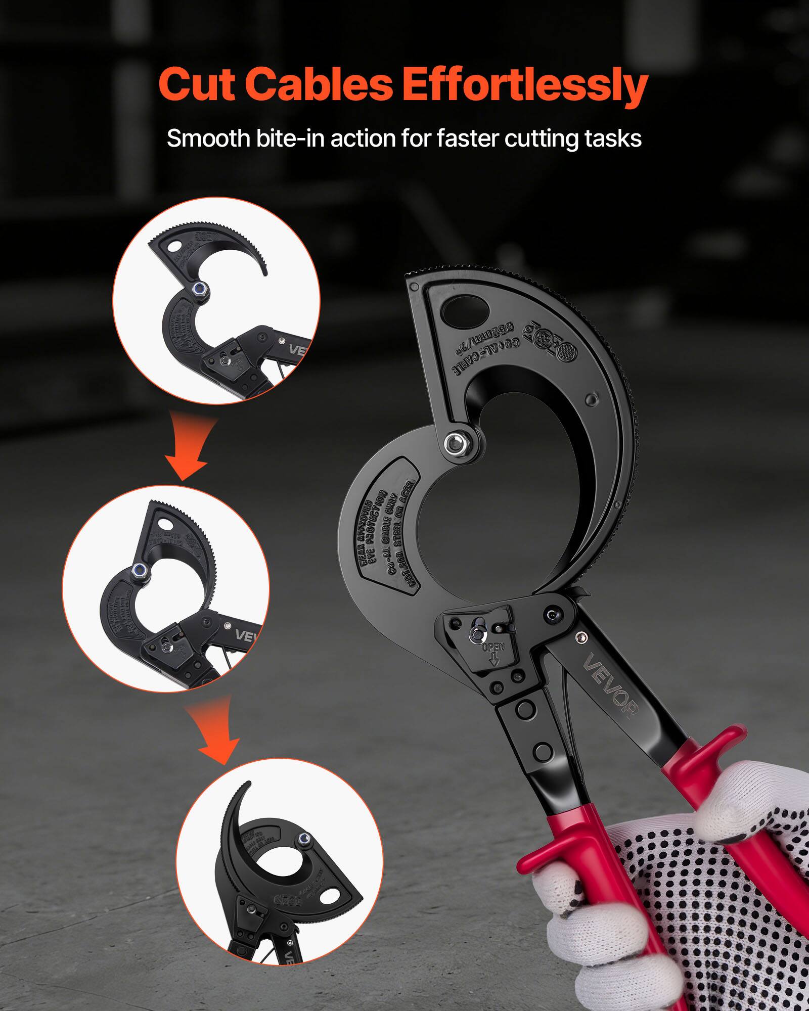Cut Cables Effortlessly  
Smooth bite-in action for faster cutting tasks