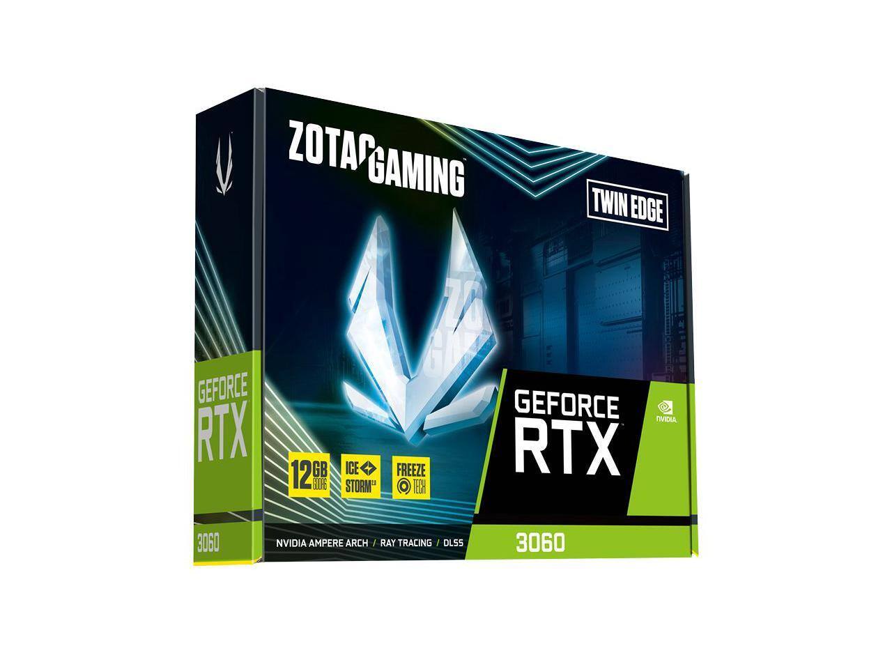 ZOTAC GAMING TWIN EDGE GEFORCE RTX 12GB GB ICE STORM" 1 GEFORCE NVIDIA FREEZE RTX 3060 NVIDIA AMPERE ARCH / RAY TRACING / DLSS