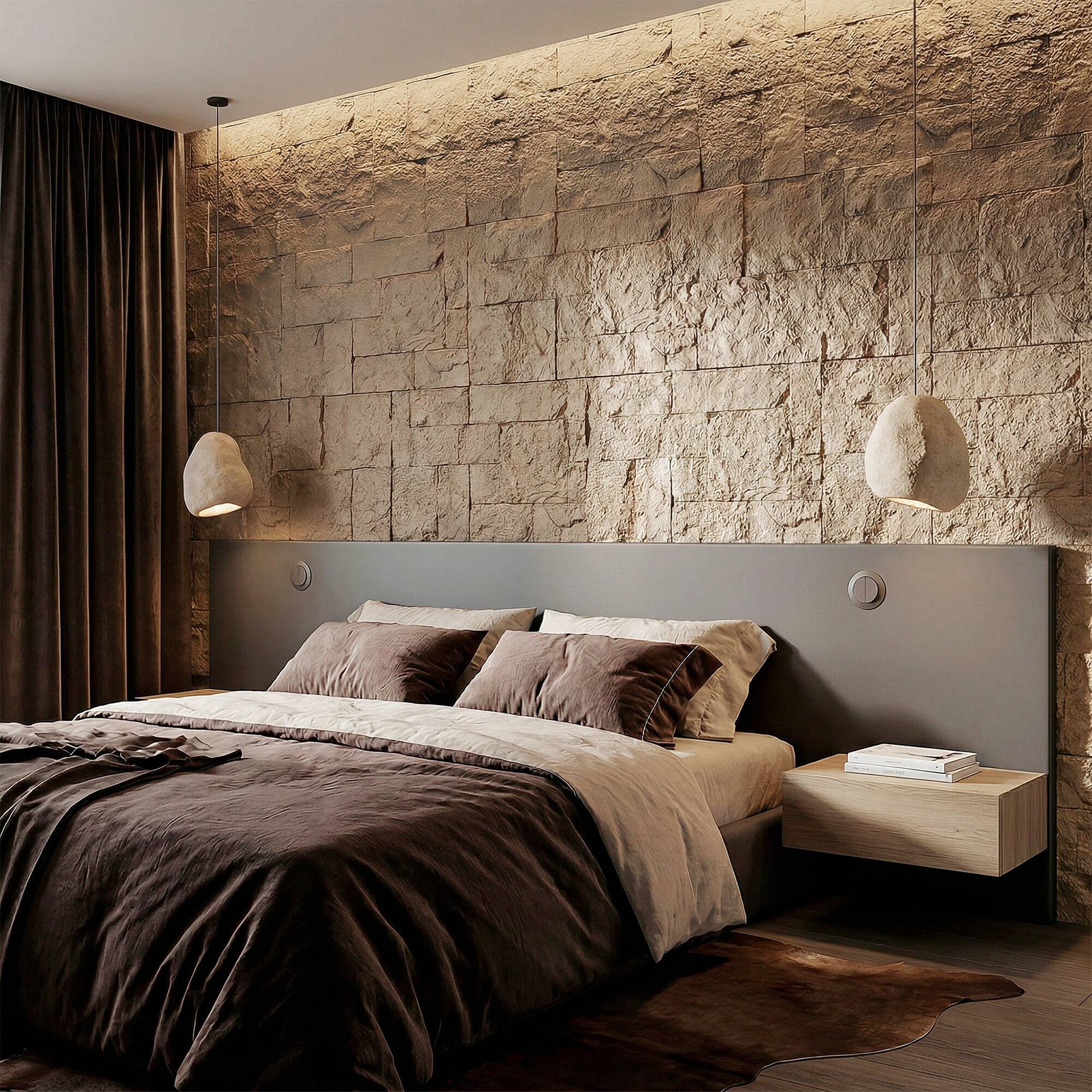 Alt View 1. Homcom - 3D Faux Stone Wall Panels - Beige.